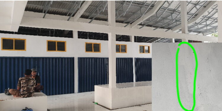 Baru Dibangun Proyek APBN Pasar Parit 3 Ini Sudah Retak, Diskoperindag Pinta Rekanan Perbaiki