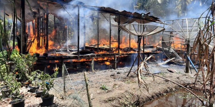 Sijago Merah Hanguskan Rumah Warga Desa Sungai Jering di Siang Bolong