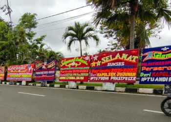 Jelang Pelantikan DPD JOIN Bungo, Jalan Sulthan Taha Dibanjiri Papan Bunga Ucapan