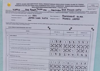 Hasil PSU TPS 01 Desa Penyengat Olak, Haris-Sani Raih 104 Suara