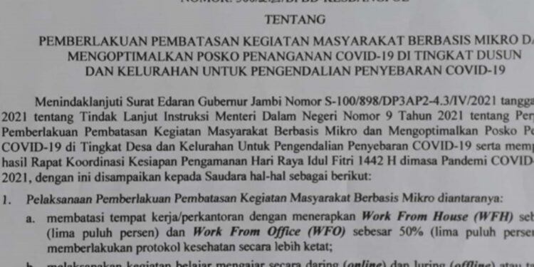Di Bungo, Acara Senibud Hiburan dan Tempat Wisata Hari Raya Idul Fitri Diizinkan, Ini Surat Edarannya
