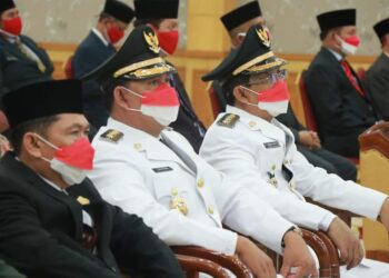 Bupati Bersama Wabup Tanjabbar Ikuti Prosesi Peringatan Detik-detik Proklamsi Secara Virtual 