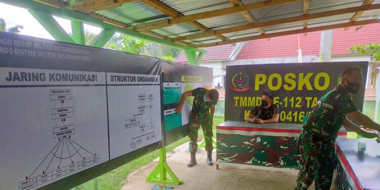 Satgas Dirikan Posko TMMD di Koramil 416-03/Sungai Bengkal