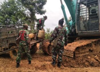 Satgas TMMD ke-112, Maksimalkan Alat Berat Dalam Proses Buka Jalan Baru