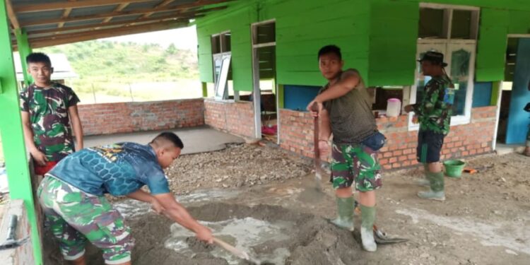 Tulus dan Ikhlas, Satgas TMMD Cor Lantai Masjid Al Muhajirin