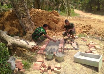 Satgas Mulai Bangun Tugu TMMD ke-112 Kodim 0416 Bungo Tebo