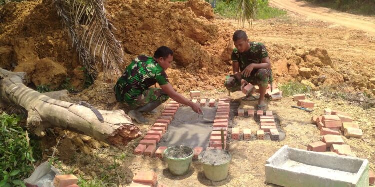 Satgas Mulai Bangun Tugu TMMD ke-112 Kodim 0416 Bungo Tebo