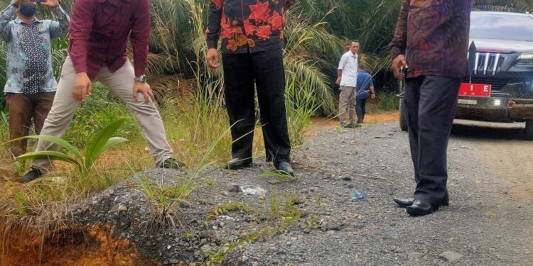 Tinjau Langsung Lokasi Gorong-gorong Amblas Desa Bukit Harapan, Bupati Pinta Dinas PUPR Agar Segera Perbaiki 