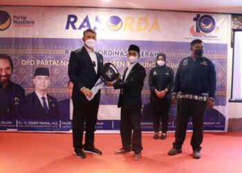 Hadiri Pelantikan dan Rakorda Nasdem, Sekda Ucapkan Selamat dan Sukses