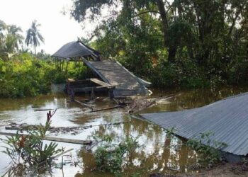 Jembatan Menuju ke SD 79 di Desa Tungkal 1 Roboh