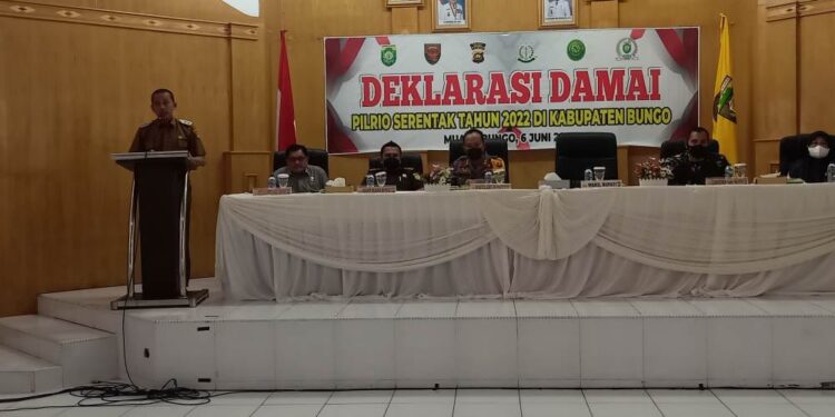 Jelang Pilrio 15 Juni Mendatang, 124 Calon Rio di Bungo Menandatangani Ikrar Deklarasi Damai