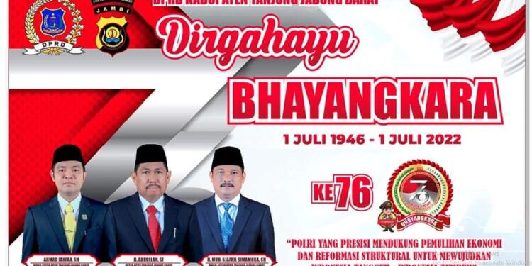 Hadiri HUT Bhayangkara Ke-76, Ketua DPRD Tanjabbar Ucapkan Selamat 