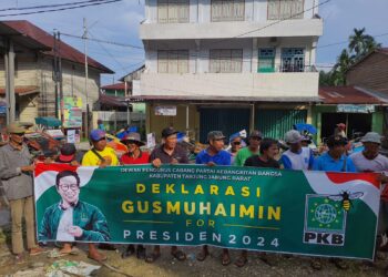 DPC PKB Tanjabbar Didukung Komunitas Abang Becak Gelar Deklarasi Dukung Gus Imin Capres 2024