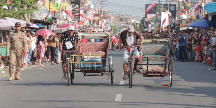 Pemkab Tanjabbar Gelar Lomba Balap Becak Hias, Meriahkan Hari Jadi Tanjabbar Ke-58