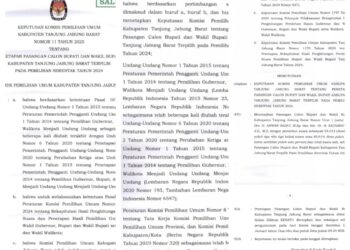 KPU Umumkan Penetapan Pemenang Pilkada Tanjab Barat 